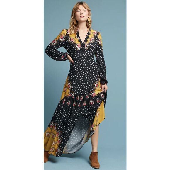 FARM Rio Dresses & Skirts - Farm Rio Anthropologie Floral Blocked Maxi Dress